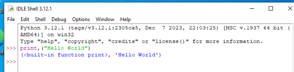 Code Hello World into Python Idle.