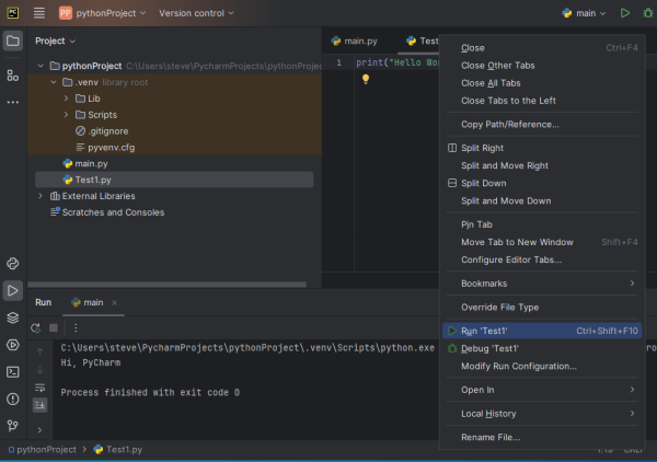 Console window for PyCharm